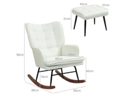 HOMCOM Hocker^Schaukelstuhl mit Hocker Leinenoptik