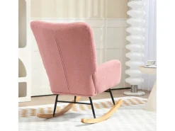 HOMCOM Schaukelstuhl mit Armlehne Teddysamt Rosa 94L x 70B x 100H cm