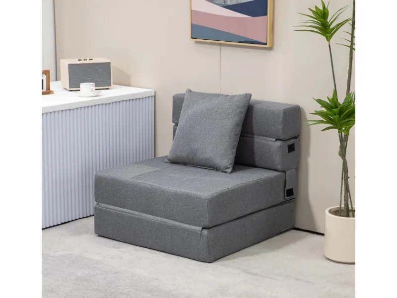 HOMCOM Sessel|Kissen^Schlafsessel Klappbar 2-in-1 mit Bettfunktion Kissen