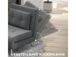 HOMCOM Sessel|Kissen^Schlafsessel mit Bettfunktion Kissen 77 x 88 x 83 cm