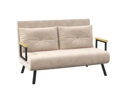 HOMCOM Kissen^Schlafsofa mit Rückenkissen Stahl Polyester Beige 102L x 73B x 81H cm