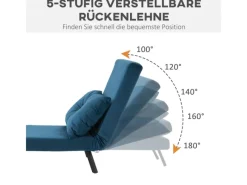 HOMCOM Schlafsofa mit Rückenkissen Stahl Polyester Blau 63L x 73B x 81H cm