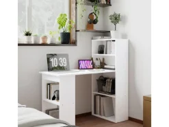 HOMCOM Büroregale^Schreibtisch mit Regal Laptoptisch Büroregal Weiß 120 x 55 x 120 cm