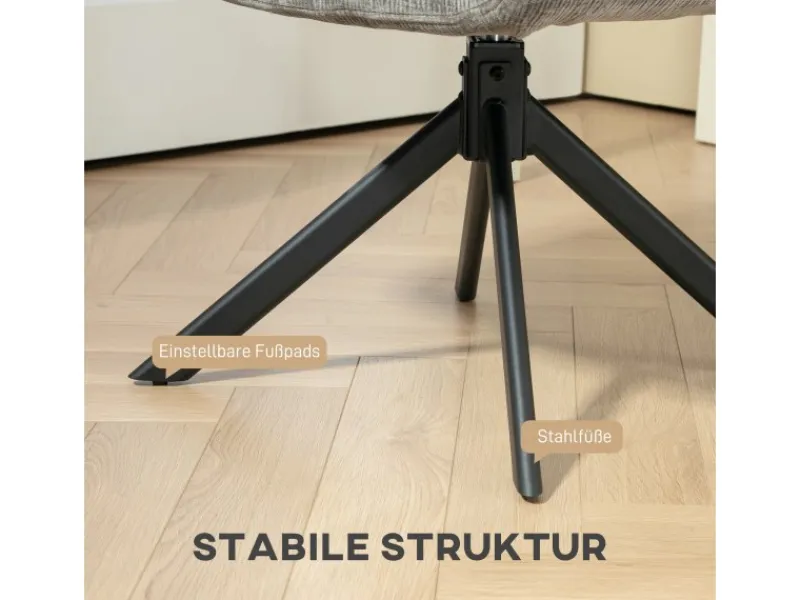 HOMCOM Sessel^Sessel Drehbar Loungesessel mit Armlehne für Wohnzimmer Schlafzimmer Dunkelgrau