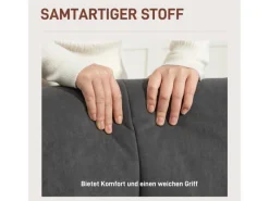 HOMCOM Sessel mit Holzbeine mit Samtoptik Samt Grau 75L x 66B x 100H cm