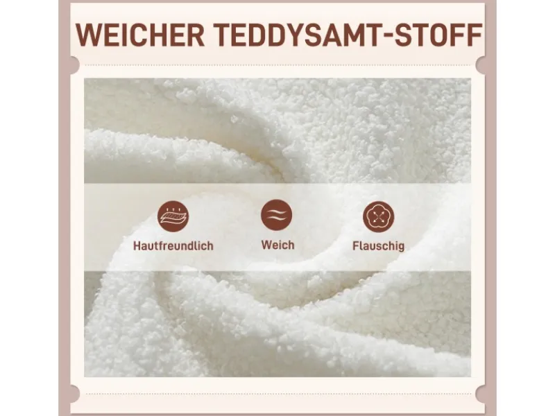 HOMCOM Sessel mit Holzbeine Polyester Weiß 88L x 75B x 106H cm