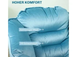 HOMCOM Sessel^Sessel mit Seitentasche Polyester Blau 80L x 78B x 100H cm