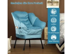 HOMCOM Sessel^Sessel mit Seitentasche Polyester Blau 80L x 78B x 100H cm