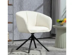 HOMCOM Sessel^Sessel Polyester Metall Cremeweiß 58,5L x 59B x 78,5H cm