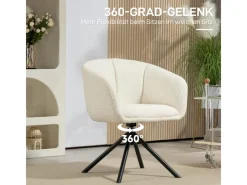 HOMCOM Sessel^Sessel Polyester Metall Cremeweiß 58,5L x 59B x 78,5H cm