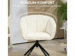 HOMCOM Sessel^Sessel Polyester Metall Cremeweiß 58,5L x 59B x 78,5H cm