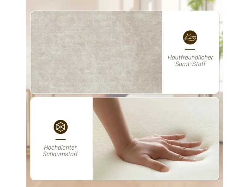 HOMCOM Sessel^Sessel Wohnzimmer Loungesessel mit Stahlbeine Samtoptik für Schlafzimmer Beige