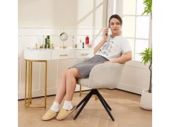 HOMCOM Sessel^Sessel Wohnzimmer Loungesessel mit Stahlbeine Samtoptik für Schlafzimmer Beige