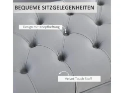 HOMCOM Hocker|Sitzbänke^Sitzbank mit Erhöhten Beinen Schlafzimmer Samt Hellgrau 118 x 45 x 42 cm