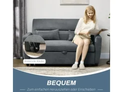 HOMCOM 2-Sitzer Sofa mit Bettfunktion Wurfkissen