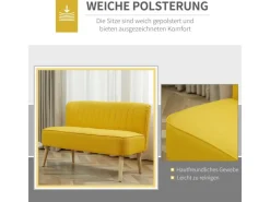 HOMCOM 2-Sitzer Stoffsofa Holz Schaumstoff 117 x 56,5 x 77 cm