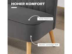 HOMCOM 2-Sitzer Stoffsofa Holz 117 x 56,5 x 77cm