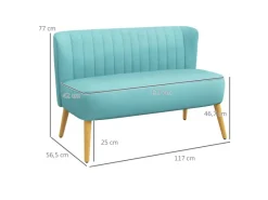 HOMCOM 2-Sitzer Stoffsofa Samtartiges 117 x 56,5 x 77 cm