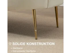 HOMCOM Sofas^2-Sitzer-Sofa Polyester Metall Cremeweiß 130L x 77B x 77H cm