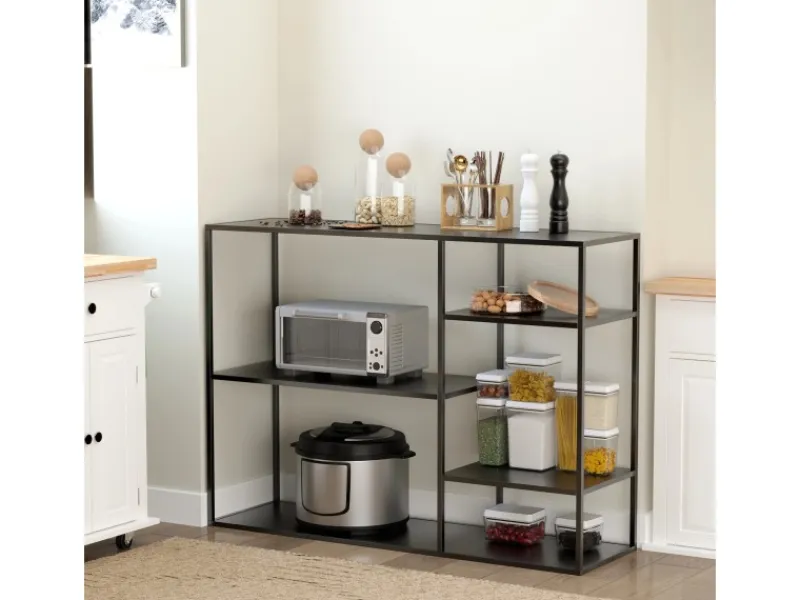 HOMCOM Standregal mit 5 Offenen Fächern Metall 120 x 35 x 87,5 cm