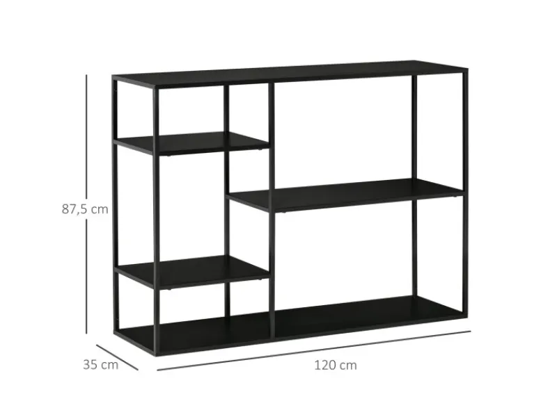HOMCOM Standregal mit 5 Offenen Fächern Metall 120 x 35 x 87,5 cm