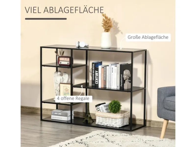 HOMCOM Standregal mit 5 Offenen Fächern Metall 120 x 35 x 87,5 cm