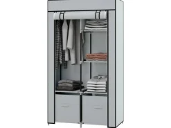 HOMCOM Stoffschrank mit 5 Fächern Reißverschluss Hellgrau 83 x 42,5 x 162,5 cm