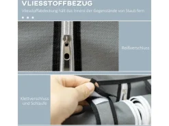 HOMCOM Stoffschrank mit Kleiderstangen 8 Ebenen Faltbar Hellgrau 125x43x162,5cm