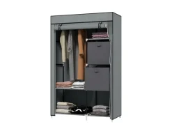 HOMCOM Stoffschrank mit Schubladen Reißverschluss Dunkelgrau 102 x 42,5 x162,5cm