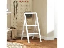 HOMCOM Hocker^Trittleiter Aluminium 49,5L x 41,5B x 82,6H cm Weiß