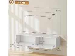 HOMCOM TV Schrank Hängend TV Board 140 cm für Fernseher Weiß