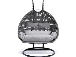 Home Deluxe Kissen^Hängesessel Twin aus Polyrattan mit Regenabdeckung Grau