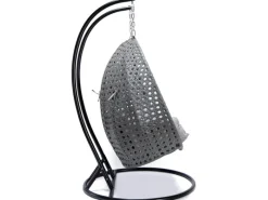 Home Deluxe Kissen^Hängesessel Twin aus Polyrattan mit Regenabdeckung Grau