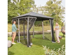 Home Deluxe Pavillon Azur 270 cm x 270 cm x 200 cm Solar-LED-Beleuchtung