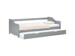 Homestyle4u Betten^Ausziehbett 90 x 200 cm Grau 2506