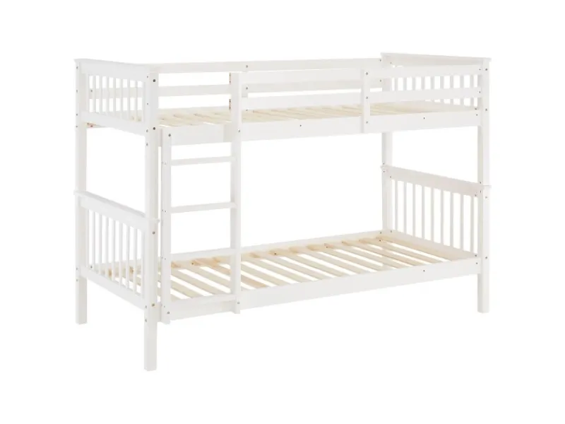 Homestyle4u Etagenbett für Kinder Hochbett Weiß 90x200 cm 2882