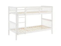 Homestyle4u Etagenbett für Kinder mit Matratzen Hochbett Weiß 90x200 cm 3052