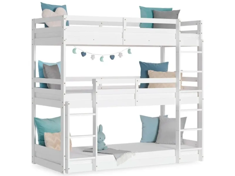 Homestyle4u Leitern|Betten^Etagenbett 90x200 cm in Weiß 1978