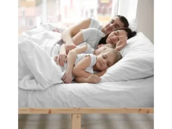 Homestyle4u Familienbett XXL 270x200 cm in Braun mit Lattenrost 2049