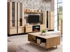 Homestyle4u Highboard Vitrine Schrank mit Fächer Kommode Wohnzimmerschrank