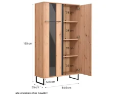 Homestyle4u Highboard Vitrine Schrank mit Fächer Kommode Wohnzimmerschrank