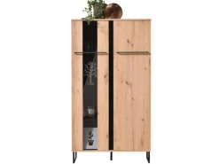 Homestyle4u Highboard Vitrine Schrank mit Fächer Kommode Wohnzimmerschrank