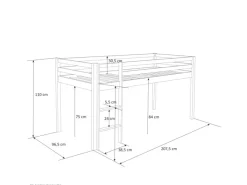 Homestyle4u Hochbett 90x200 mit Vorhang und Lattenrost in Weiß Pirat 2538