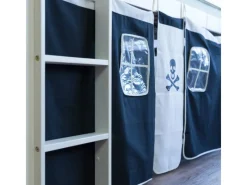 Homestyle4u Leitern|Betten^Hochbett 90x200 Weiß Vorhang Pirat 1534