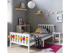 Homestyle4u Betten^Holzbett 90 x 200 cm Weiß 1416