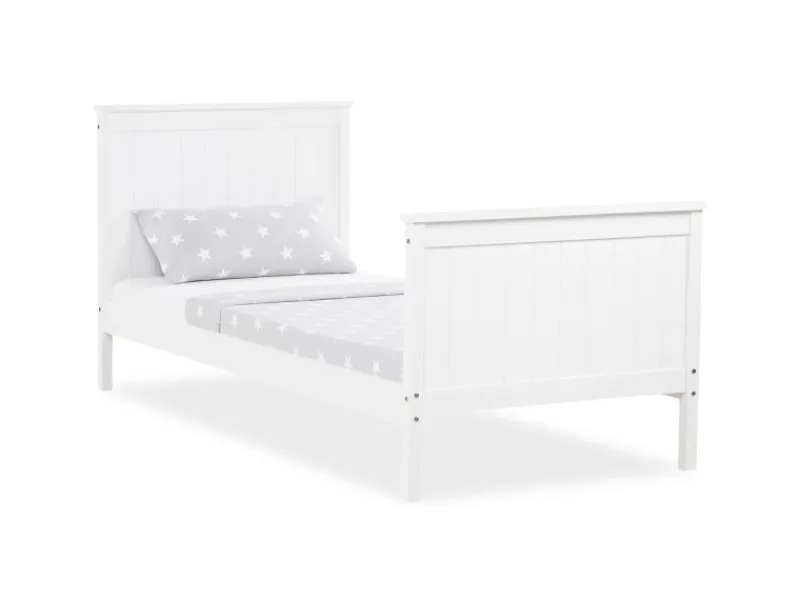 Homestyle4u Jugendbett Holzbett 90 x 200 cm Einzelbett Bettgestell Weiß 1419