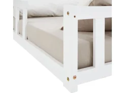 Homestyle4u Kinderbett mit Rausfallschutz 120x200 cm Bodenbett Lattenrost Matratze 3026