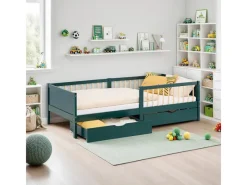 Homestyle4u Kinderbett 90x200 Holzbett mit Rausfallschutz 2912