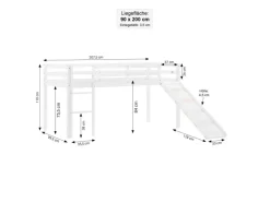 Homestyle4u Betten|Leitern^Kinderbett 90x200 mit Lattenrost und Rutsche in 2254