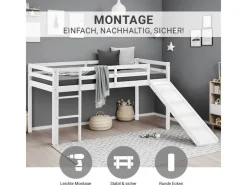 Homestyle4u Betten|Leitern^Kinderbett 90x200 mit Lattenrost und Rutsche in 2254